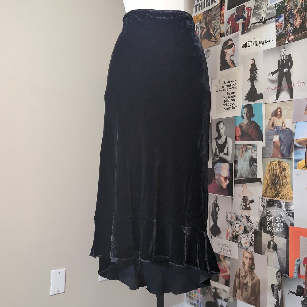 Velvet High Low Midi Gothic Skirt